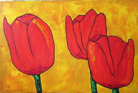 Three Red Tulips 2